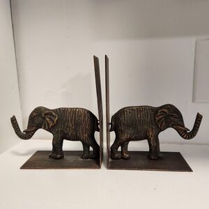 Elephant Bookends Metal 7" Tall